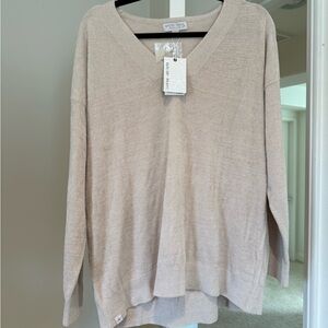 Barefoot Dreams Women's Cream V-Neck Sweater